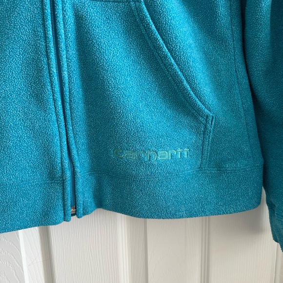 Carhartt - Women's Teal Full Zip Logo Soft Fleece Hoodie , Medium (8/10) - Picture 2 of 10
